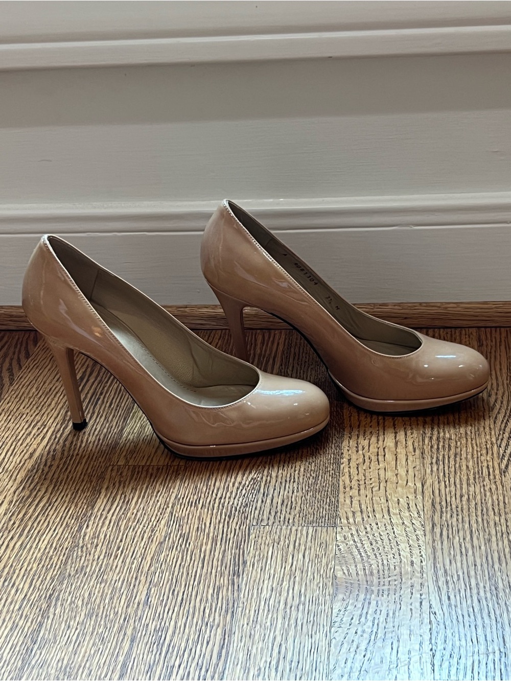 Stuart Weitzman Nude Patent Leather Platform Pumps